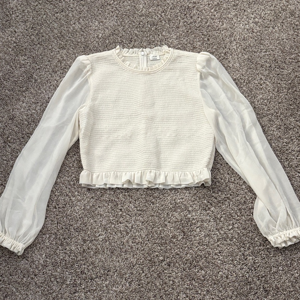 Aritzia Wilfred Cream Ruffle Tempest Blouse
